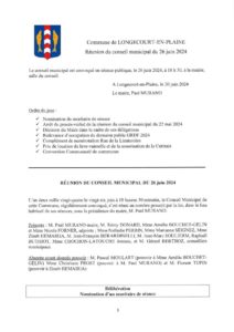 Procès-verbal du conseil municipal du 26 juin 2024
