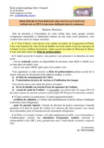1 - Procédure d'inscription à l'école de Longecourt (printemps 2022 pour rentrée septembre 2022)