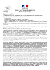 3 - Fiche de renseignements (école Longecourt)